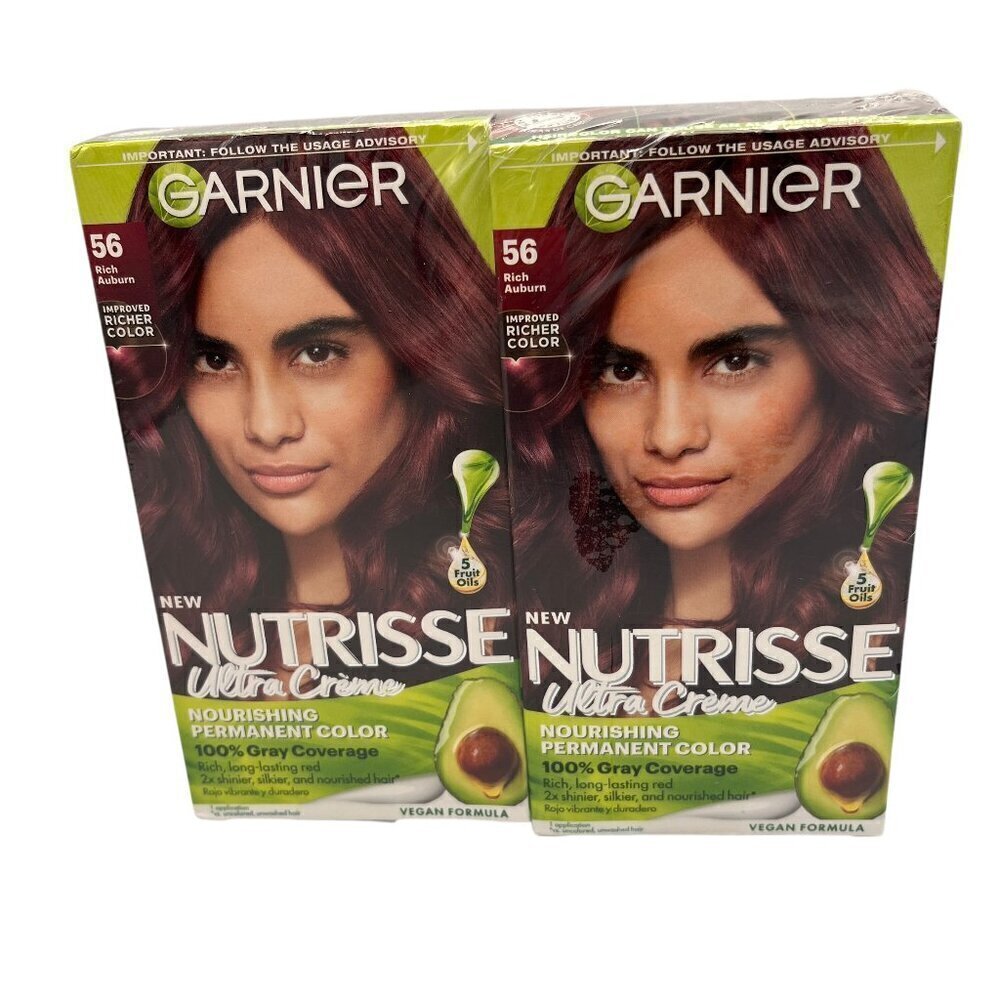 Garnier Nutrisse Ultra Creme Permanent Hair Color #56 Rich Auburn Lot 2 Vegan